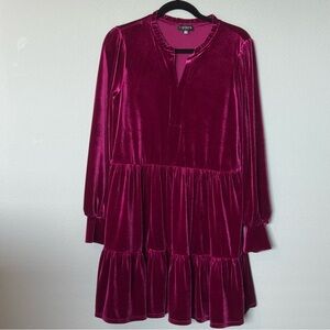 1.STATE Velvet Dress in Deep Burgundy